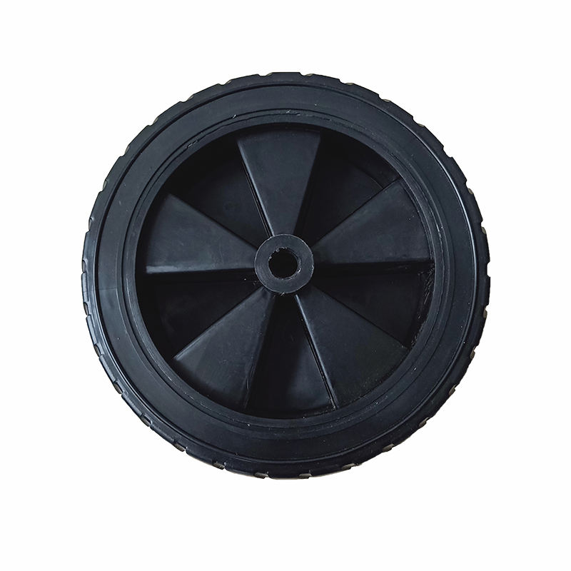 Studio white background shot of PVC0601 146mm plastic wheel