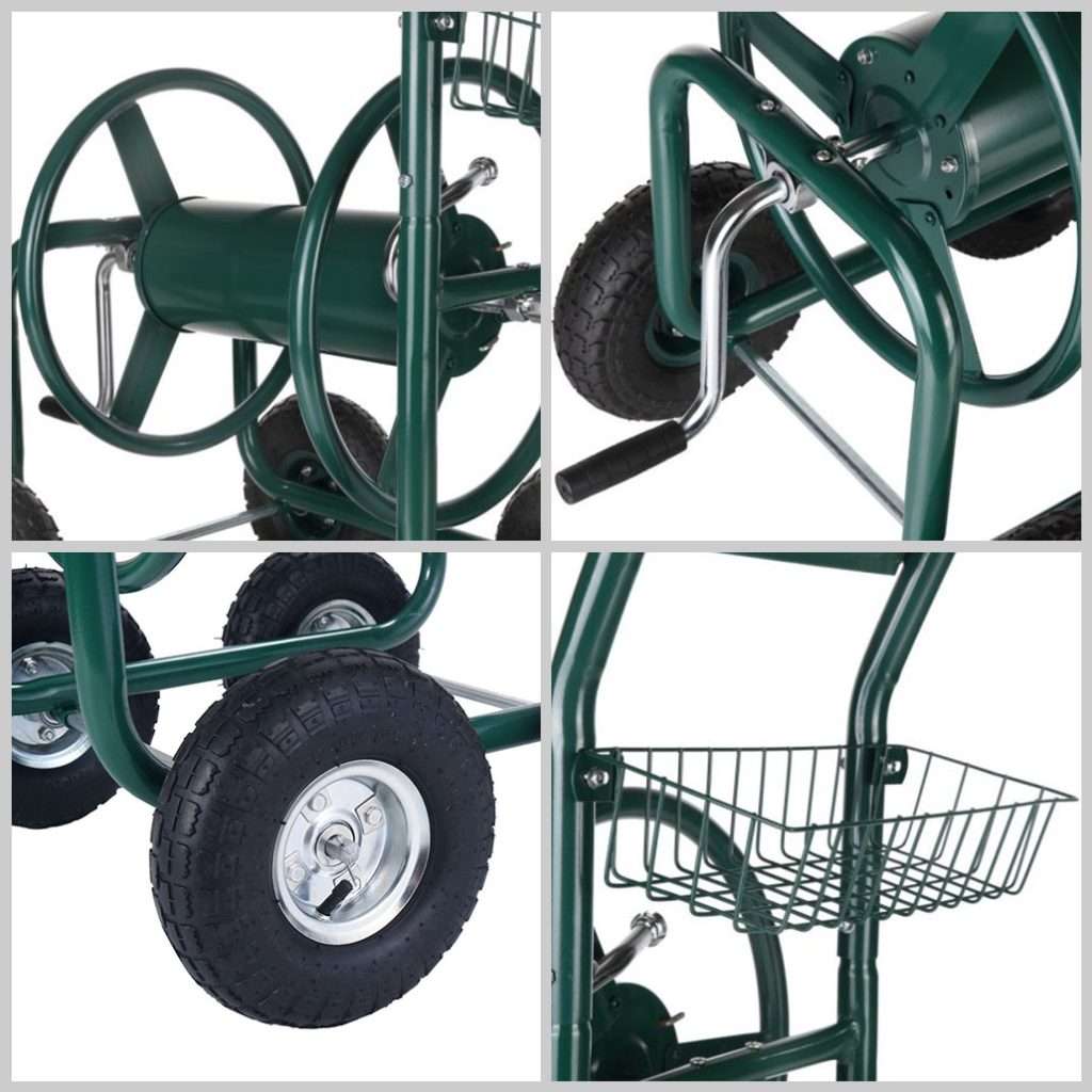 Robust metal hose reel cart model TC1850A with 1.8m connecting tube.